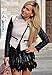 Persun Women Mid Waist A-Line Mini Feather Skirt