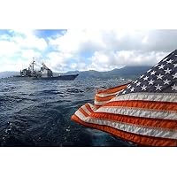 Cruiser (USS Vella Gulf, American Flag) Art Poster Print