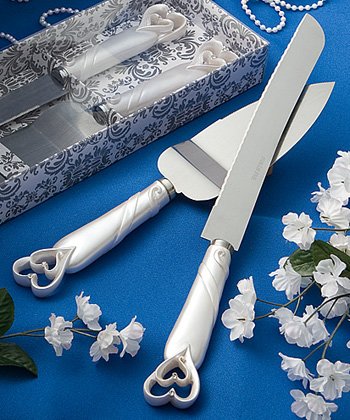 Buy Interlocking hearts design cake knife/server set- 1