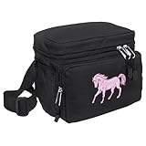Pink Horse Lunch Box Cooler Bag Insulated Horses - Top Quality Unique Lunchbox or Sophisticated Black Travel Bag