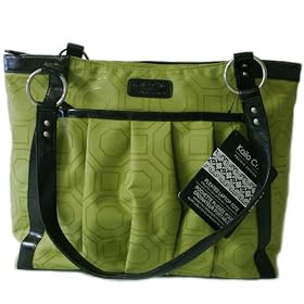 Pacific Design PD0957 Kailo Chic Pleated Tote Green Hexagon