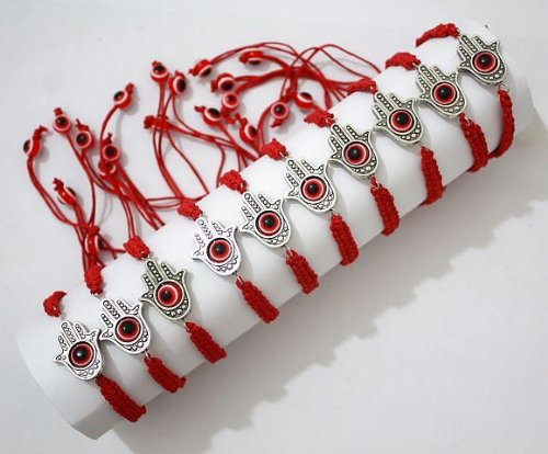 lot 10 LARGE Hamsa Evil Eye Red STRING Kabbalah Bracelets Lucky Charm Jewelry
