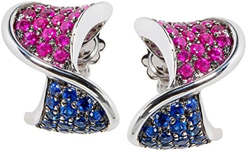 Favero Ruby &amp; Sapphire Earrings in 18KT White Gold 2.90 ctw