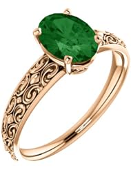 10K Rose Gold 8.00x6.00mm Oval Cut Chrome Tourmaline Ring -- LIFETIME WARRANTY