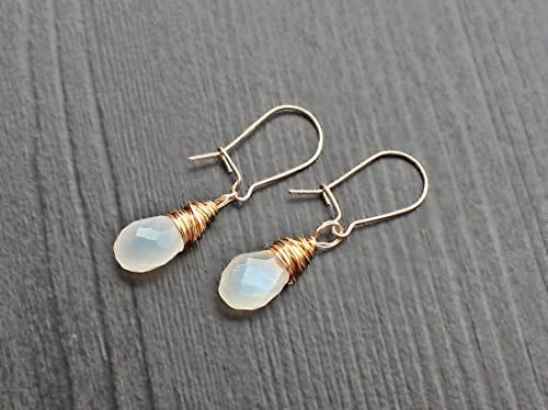 White Moonstone Gold Earrings