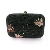 Bling Jewelry Pillow-Shaped Austrian Crystal Amber Rose Butterflies Evening Bag