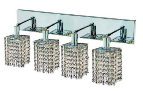 Elegant Lighting 1284W-O-S-CL/RC Mini 8-Inch High 4-Light Wall Sconce, Chrome Finish with Crystal (Clear) Royal Cut RC Crystal