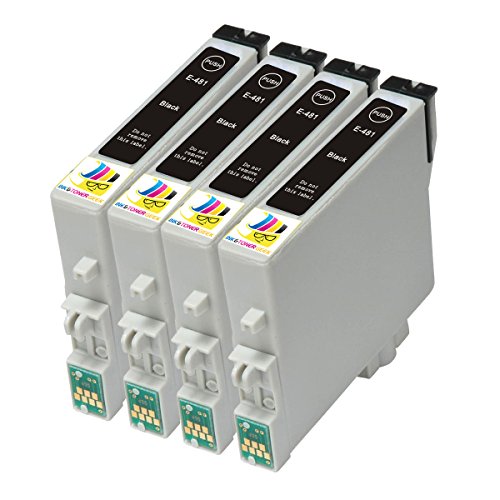 Ink & Toner Geek ® - 4 Pack Remanufactured Replacement Inkjet Cartridges for Epson T048 #48 (T048120) For Use With Epson Stylus Photo R200 Stylus Photo R220 Stylus Photo R300 Stylus Photo R300M Stylus Photo R320 Stylus Photo R340 Stylus Photo R500 Stylus Photo R600 Stylus Photo RX500 Stylus Photo RX600 Stylus Photo RX620 (4 Black)
