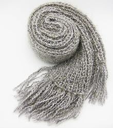Handmade Chunky Scarf in Glittery Acrylic Gray Yarn (Men/women, 100% Hand-knitted)