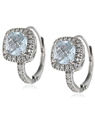 Sterling Silver Square Gemstone Leverback Earrings