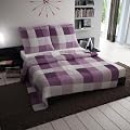 2 Teilige Et�rea Baumwolle Bettw�sche Bettbezug Pflaume Lila Fuchsia Karo Kariert Bettbezug 135x200 cm, Kissenbezug 80x80cm