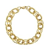 Ladies Stainless Steel Link Bracelet with Gold Plating, 8.25