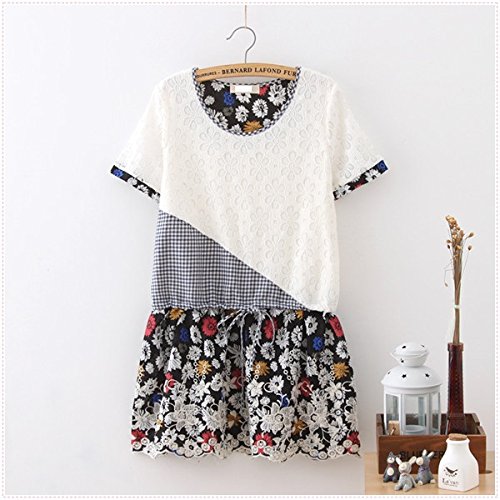 森ガール ワンピース 森ガール スカート ニット ブラウス ボーダー柄・小花柄ブラウス レース裾　丸襟　カーディガン　長袖 レディース