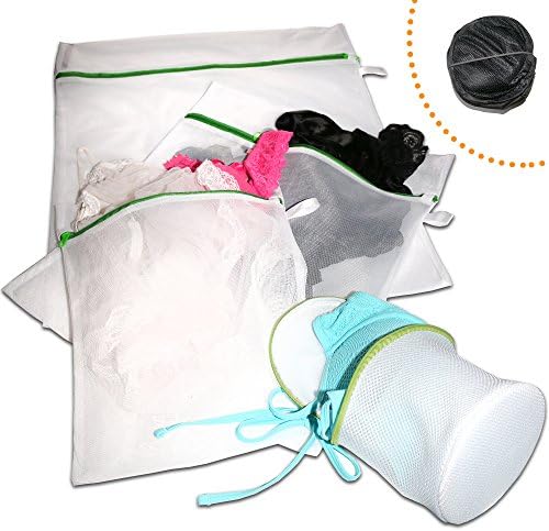HomeSimplicity Premium Laundry Bag Set w/ FREE Pop Up Clothes Hamper & BONUS Bra Bag for Delicates, Lingerie and Bras - Zippered Ultra Fine Mesh Safely Separate Expensive Intimates, Nursery Products, Sports Wear, Swimming Suits and Colors in the Washing Machine - Extends Garment Life - 5 Piece Set