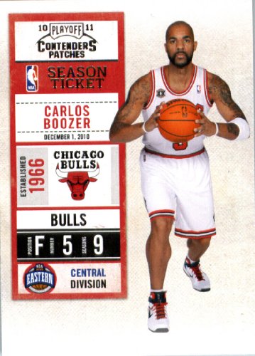2010 11 Playoff Contenders Plates & Patches Basketball Card # 70 Carlos Boozer Chicago Bulls In a Protective Screwdown Display Case!