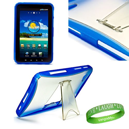 Samsung Galaxy Tablet Case – Kick Stand & No Slip Grip ( Deep Sea Blue ) + Live * Laugh * Love Vangoddy Wrist Band!!! ( Samsung Galaxy Tablet Accessories ONLY )