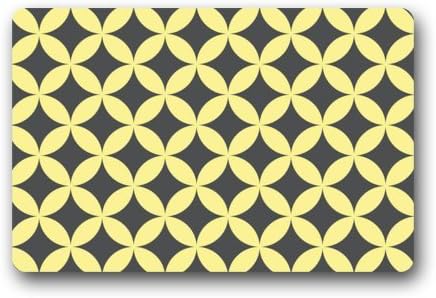 Yellow Grey Overlapping Geometric Circles Seamless Pattern Machine-washable Indoor/Outdoor Doormat 23.6"(L) x 15.7"(W)