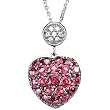 14K White Gold Brazilian Garnet and Diamond Heart Pendant