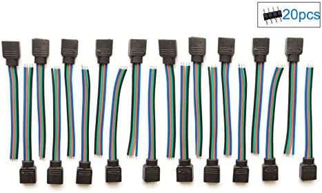 Star® 20Pack LED RGB Light Strips Female Connector / RGB Wire Cable For SMD 5050/3528 RGB LED Strip light (20PCS Free 4Pin Connectors Included)
