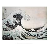 Professionally Framed Katsushika Hokusai The Great Wave off Kanagawa 1 Art Print Poster - 22x28 with RichAndFramous Black Wood Frame