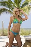 Green/Blue Palm Swimsuit Lowrise Bottom: Swimwear Bottom Only