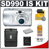 Canon PowerShot SD990 IS 14.7MP Digital Camera with 3.7x Image Stabilized Zoom (Silver) + Leather Case + NB-5L Battery + Cameta Bonus Accessory Kit