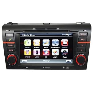 Custron (TM) For 2004-2009 Mazda 3 Indash Navigation system with DVD player LCD monitor and radio + 7 inch Digital Touchscreen + iPod Ready + Steering Wheel control + Bluetooth (Factory Fit)