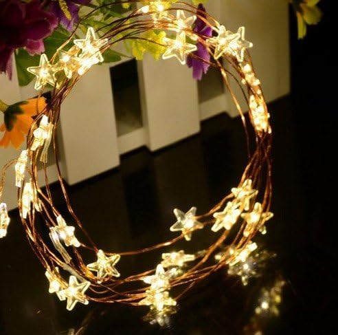 BOVSUN S-3302 Indoor Led String Lights, 100 leds 3000K Warm White Color on Copper Wire, 33ft Waterproof LED Starry Light 12V Power Adapter For Christmas Wedding and Party