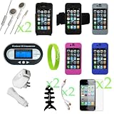 CrazyOnDigital Accessories Case Charger Screen Protector Kit 18 Items Combo Pack for Apple iPhone 4 iPhone 4S 4G HD 16GB 32GB Wireless Cell Phone