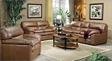 Santa Monica Feather Pillow Top Leather Sofa and Love Seat By Coaster Furniture With Silver Shipping