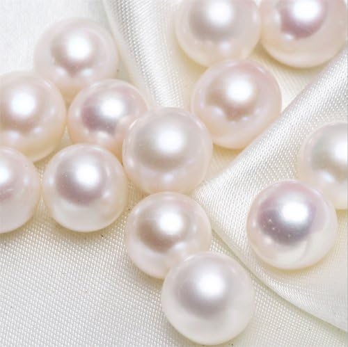 2 PCS Half Drilled White Freshwater Pearl, Round, High Luster, Great for DIY Stud earrings, Drop / Dangle earrings, Ring, Pendant (8.5-9mm)
