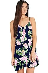 Sleeveless Floral Print Polyester  Flowy Pleated Tunic  With Ruffles