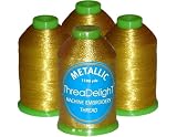 4-cone Metallic Polyester Core Embroidery Thread Kit - Antique Gold - 1100 yards - 40wt