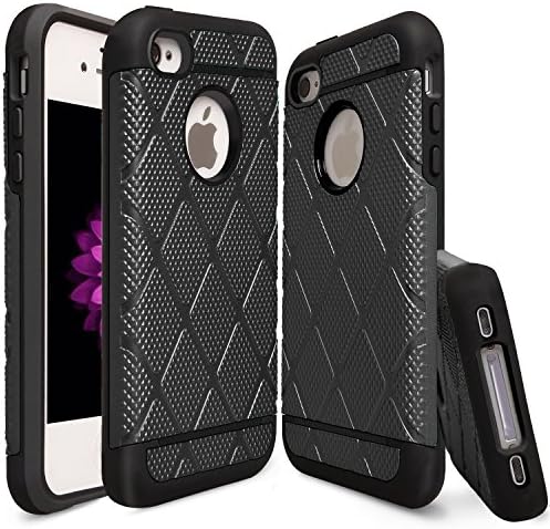 iPhone 4S Case, iPhone 4 Case, Drvan Dual Layer Shockproof Luxury Hybrid Defender Armor Case for Apple iPhone 4 / iPhone 4S - Black