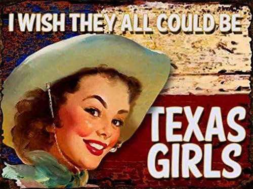 Texas Girls Metal Sign, Vintage Sign, Texas Flag