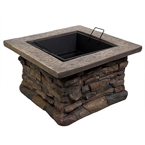 Safstar Outdoor Patio Firepit Heavy Duty Garden Stone Fire Pit With
