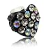 Large Clear and Aurora Borealis Crystal Studded Heart Stretch Ring