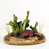 Detailed Figurine of an Armadillo in Prickly Pear Cactus