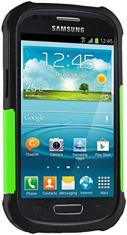yqtcompany s3 Mini Case, Fulland Deluxe Hybrid TUFF Rugged Shockproof Rubber + Hard Case Cover For Samsung Galaxy S3 Mini, Free Screen Protector and Stylus (Green+black)