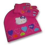 Sanrio Hello Kitty Girl's Beanie Knit Hat and Gloves Set (4-14)