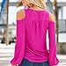 Sunward(TM) Women Fashion Deep V Collar Strapless Chiffon Long Sleeve Shirt (XLarge, Hot Pink)