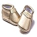 Romirus Infant Baby Moccasins Soft Sole Anti-Slip Tassels Prewalker Toddler Shoes (S: 0-6 months, Golden)
