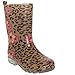 Capelli New York Shiny Hibiscus Leopard Printed Girls Jelly Rain Boot
