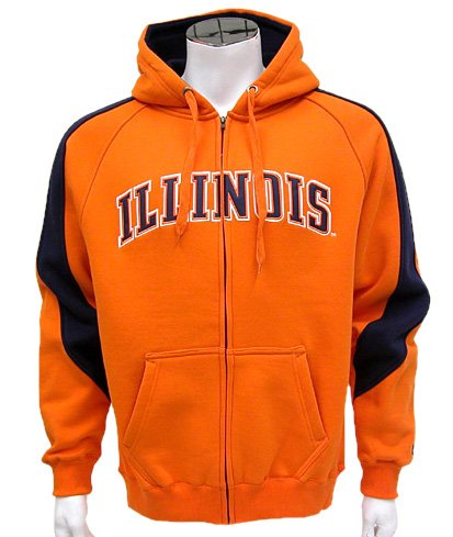 Buy Illinois Fighting Illini Mens Varsity Full Zip Fleece Hoodie by Colosseum Athletics