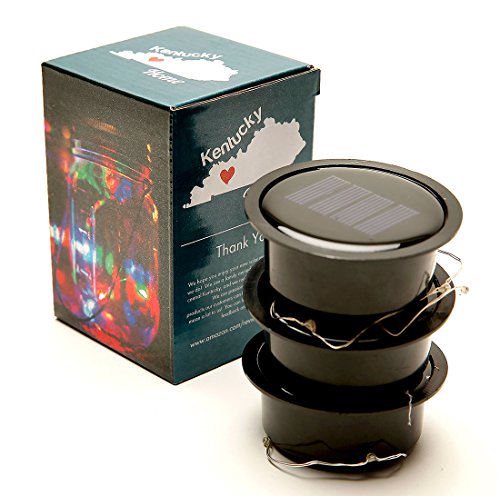 Color Changing Fairy Light 3 Pack - Solar Mason Jar Lid Insert - Solar Mason Jar Fairy Light with Color Changing LED for Glass Mason Jars and Garden Decor Solar Lights