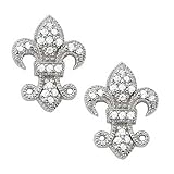 18K White Gold Diamond Fleur de Lis Earrings