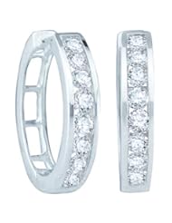 14K White Gold 1.00CT Round Cut White Diamond Fashion Hoops