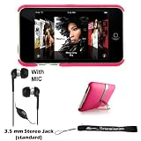 Unique Premium Stand Alone Case Cover Protector for Apple iPod Touch 8GB 32GB 64GB 3rd Generation iTouch + Includes a 4-inch ebigvalue TM Determination Hand Strap and Earphone Headset with Mic (Hand Free, Headphones)
