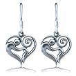 Sterling Silver Heart-Shaped Mother and Child Earrings, Gift for Mom Love Mom, Mother's day gift