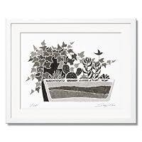 《版画》アイビーと多肉植物 八つ切り(303×242mm)